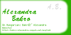 alexandra bakro business card